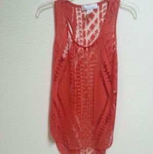 Kelly Renee Peach Sheer Top.